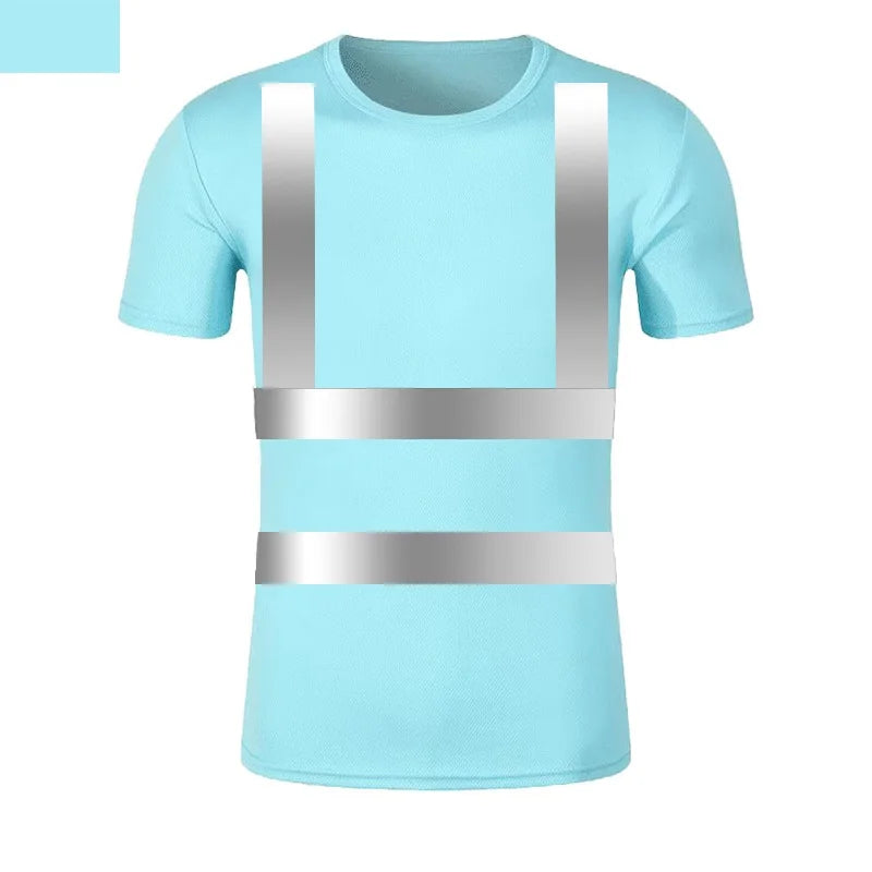 Reflective T-shirt Outdoor Fluorescent High Visibility Safety Work Shirt BreathableT Shirt Vest Quick Dry Sports Night Walking