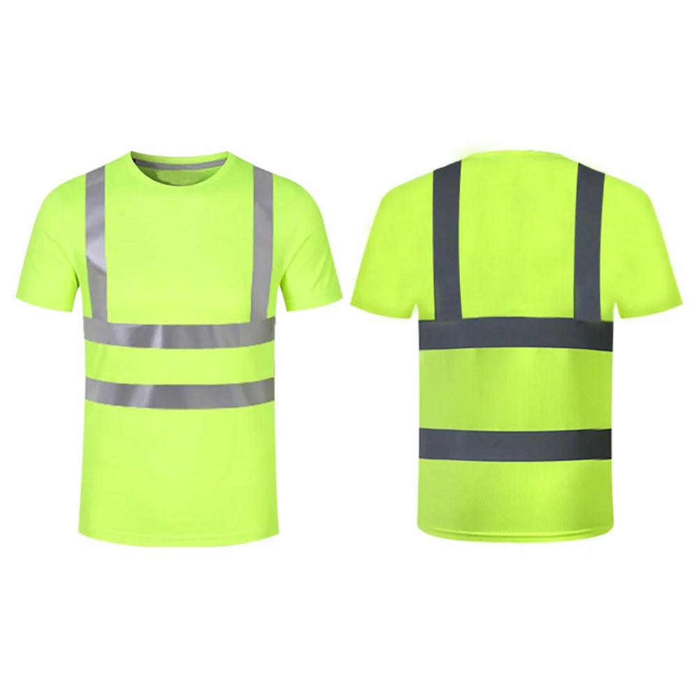 Reflective T-shirt Outdoor Fluorescent High Visibility Safety Work Shirt BreathableT Shirt Vest Quick Dry Sports Night Walking