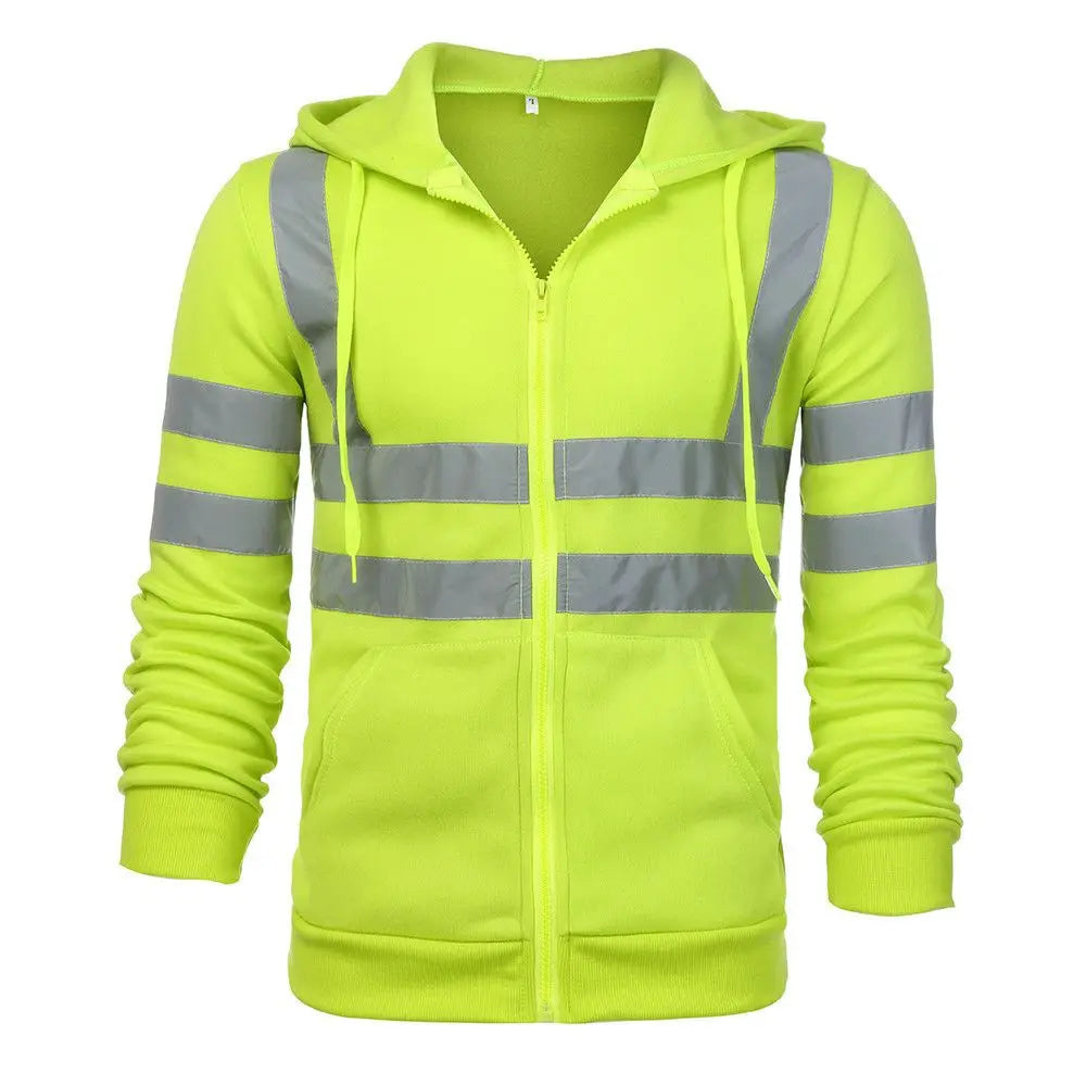 Work Zip Hooded Pullover Hoodie Reflective Hi Viz High Visibility Jacket