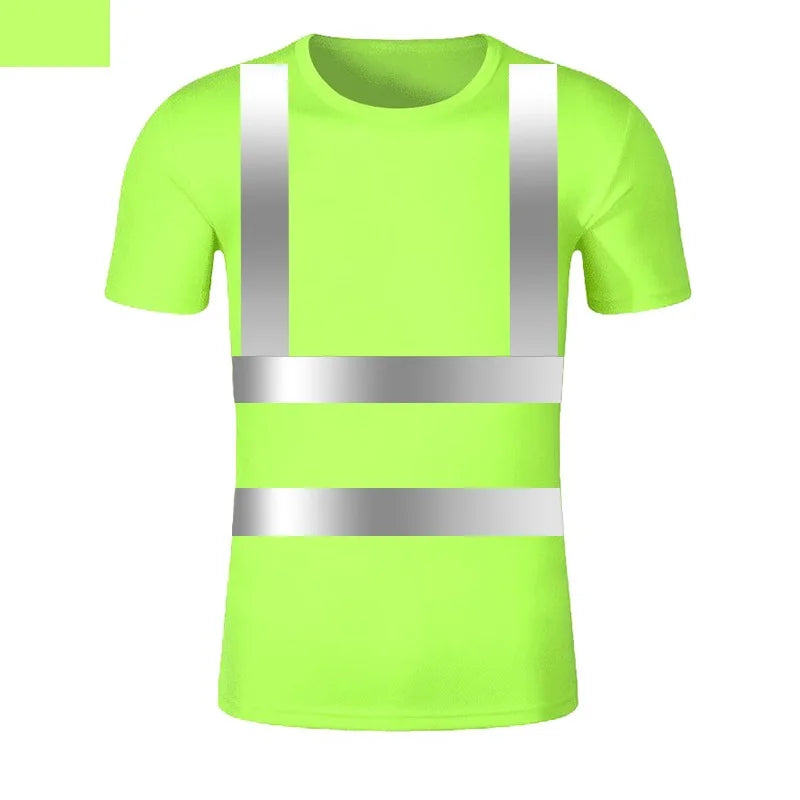 Reflective T-shirt Outdoor Fluorescent High Visibility Safety Work Shirt BreathableT Shirt Vest Quick Dry Sports Night Walking