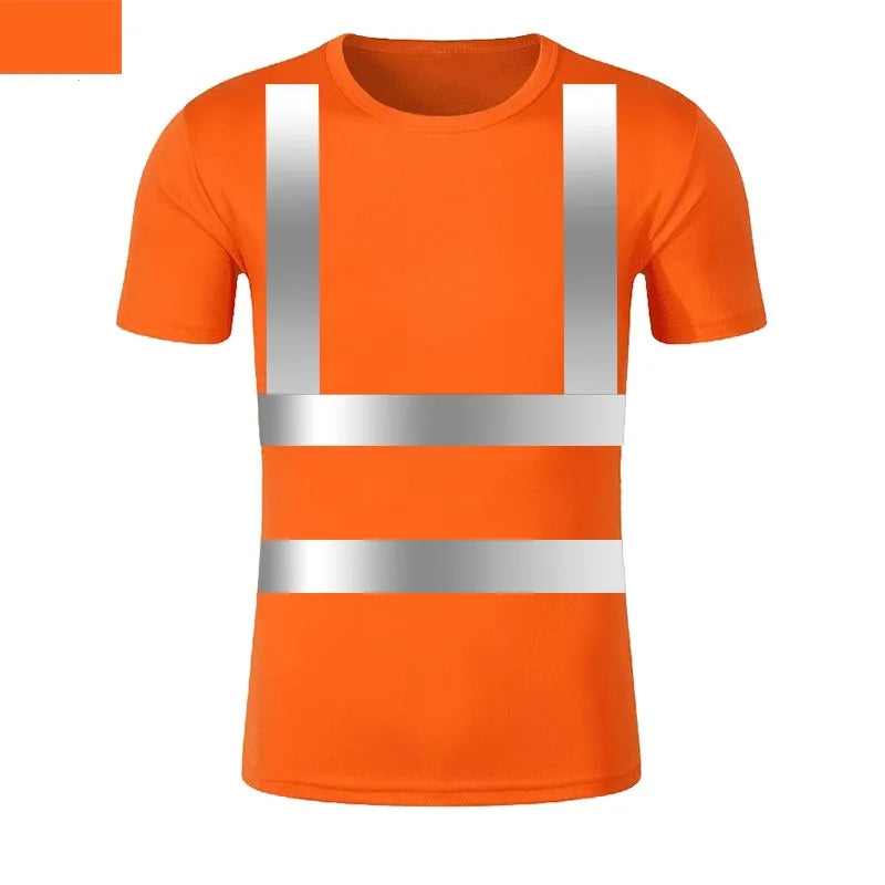 Reflective T-shirt Outdoor Fluorescent High Visibility Safety Work Shirt BreathableT Shirt Vest Quick Dry Sports Night Walking