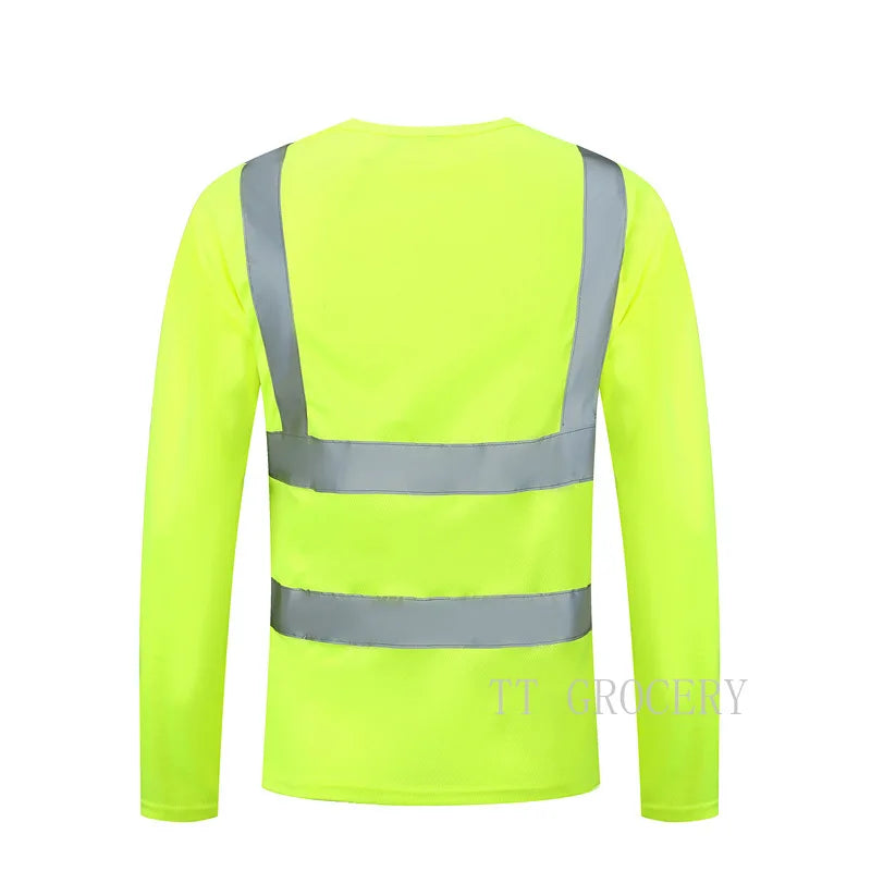 2024 Outdoor Shirt Fluorescent High Visibility Safety Work Shirt Summer Breathable Work Short Sleeve Plus Size Top