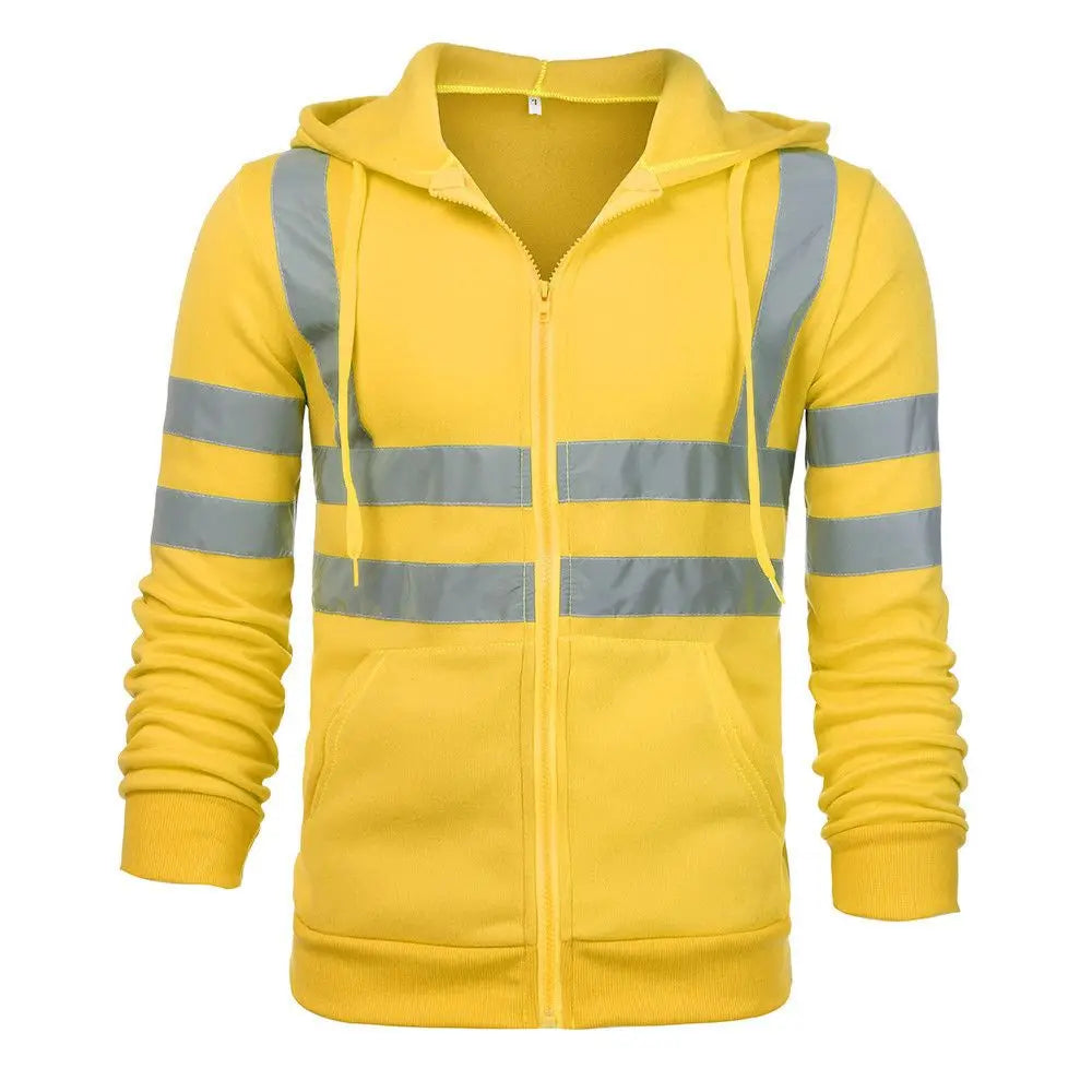 Work Zip Hooded Pullover Hoodie Reflective Hi Viz High Visibility Jacket