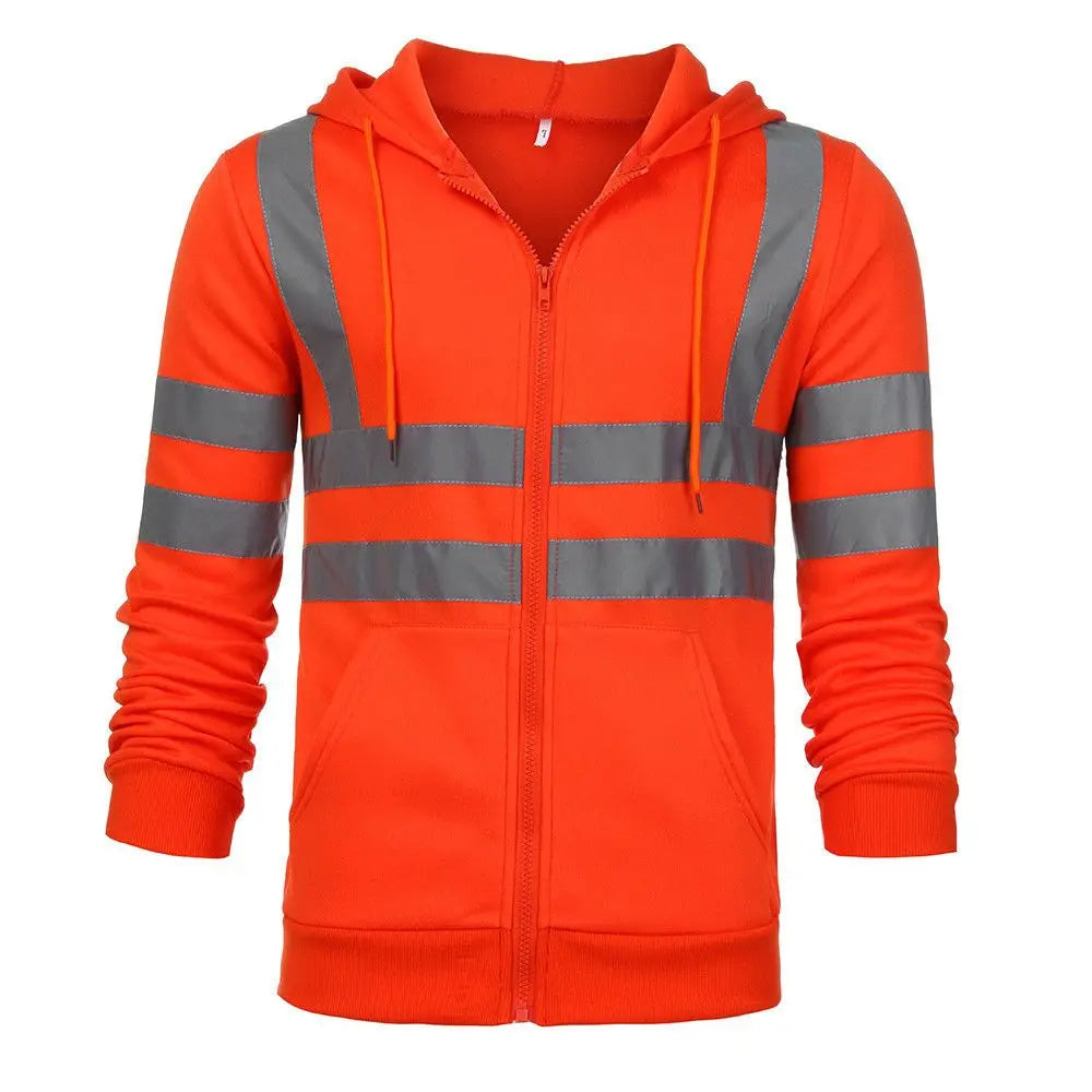 Work Zip Hooded Pullover Hoodie Reflective Hi Viz High Visibility Jacket