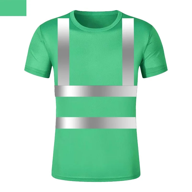 Reflective T-shirt Outdoor Fluorescent High Visibility Safety Work Shirt BreathableT Shirt Vest Quick Dry Sports Night Walking