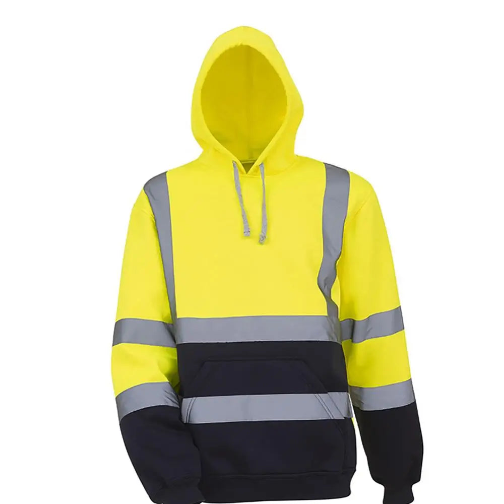 Men's Reflective Strip Hoodie Reflective Sweatshirt High Visibility Pullover Top Long Sleeve Hoodie Coat Casual Cycling Jackets